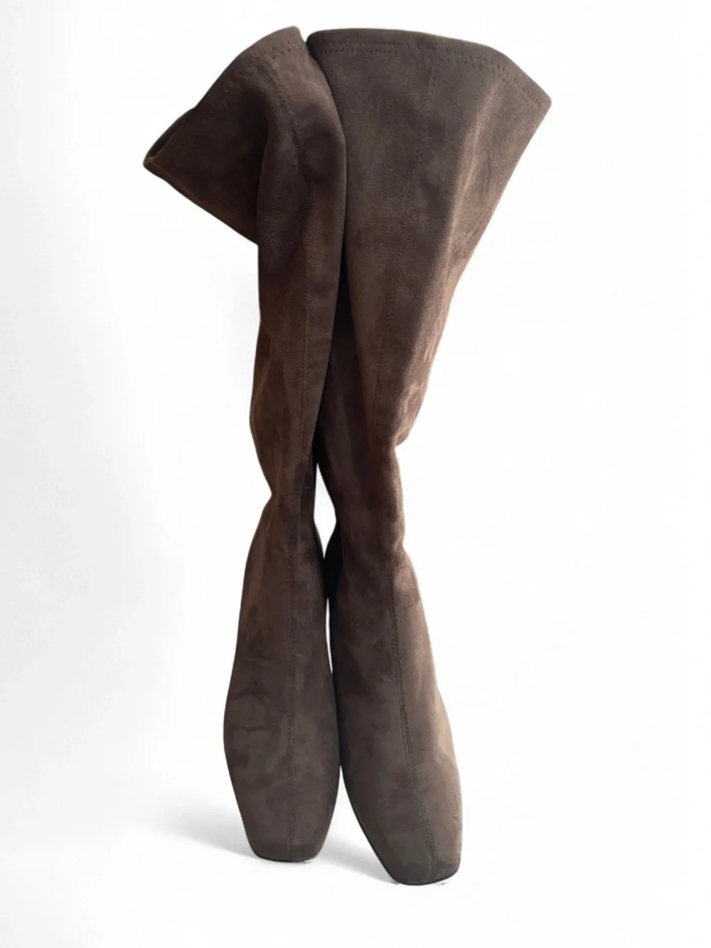 Faux Brown Suede Knee-High Block Heel Boots Size Size US 12 Women’s (Wide) [NWT]